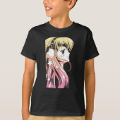 Anime Manga Girl Gradient Hair Yellow Pink T-shirt (Voorkant)