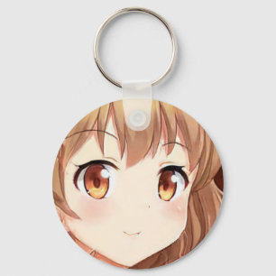 Anime manga glimlachend meisje gouden bruin haar a sleutelhanger