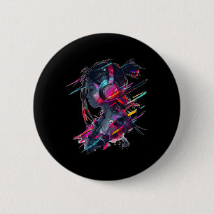 Anime Manga Grafische Hoofdtelefoon Kunstwerk Anim Ronde Button 5,7 Cm