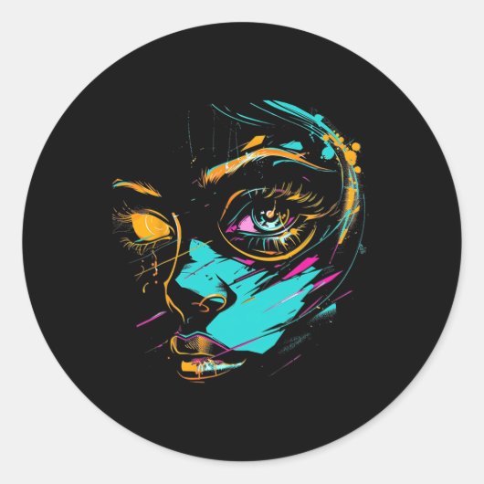 Anime Manga Grafische illustratie Anime 1 Ronde Sticker (Voorkant)