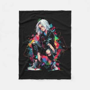 Anime Manga Graphic Polygon Art Anime Fleece Deken
