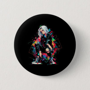 Anime Manga Graphic Polygon Art Anime Ronde Button 5,7 Cm