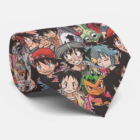 Anime Manga Karakters Collage Stropdas (Opgerold)