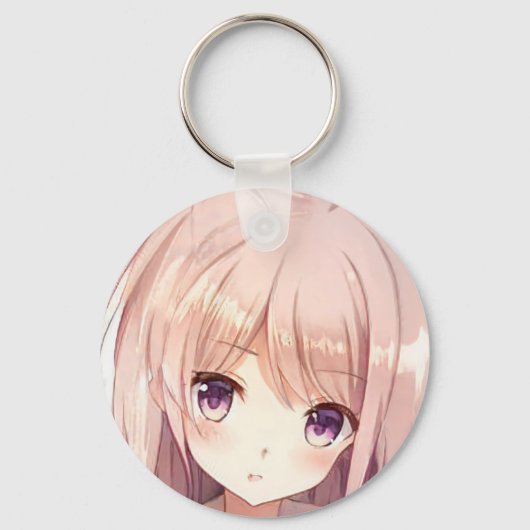 Anime manga meisje aardbei blonde lila sleutelhanger (Voorkant)