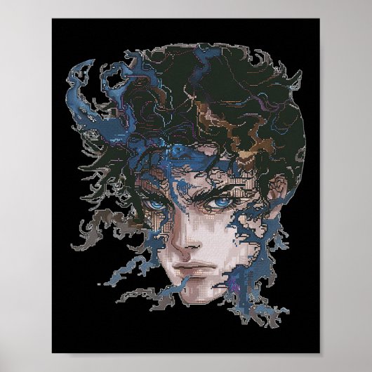 Anime Manga Motief Blauw-ogen Art Anime Poster (Voorkant)