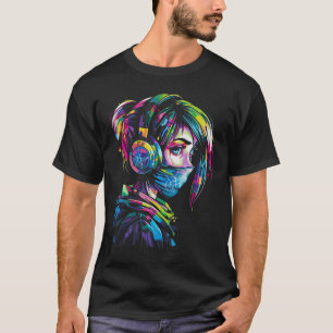 Anime Manga Motief Hoofdtelefoon Illustratie Anime T-shirt