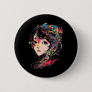 Anime Manga Motief Kleurrijke illustratie Anime 1 Ronde Button 5,7 Cm
