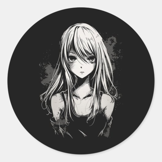 Anime Manga Motief Pixel Art Anime Ronde Sticker (Voorkant)