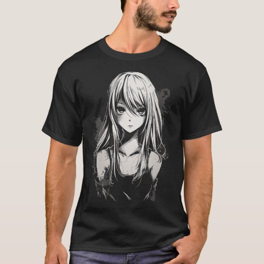 Anime Manga Motief Pixel Art Anime T-shirt (Voorkant)
