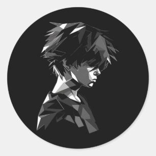 Anime Manga Motief Polygon Kunstwerk Anime Ronde Sticker