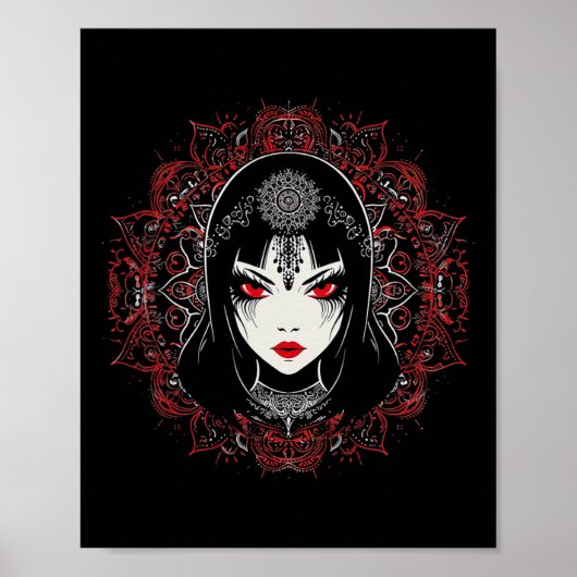 Anime Manga Motif Mandala Illustratie Anime 1 Poster (Voorkant)