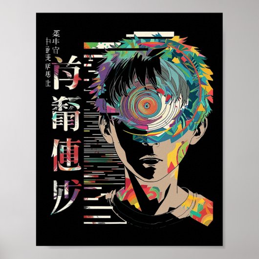 Anime Manga Motif Mandala Kunstwerk Anime 1 Poster (Voorkant)