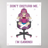 Anime Manga Pink Paarse Gamer Girl Poster (Voorkant)