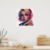 Anime manga pop art liefhebbers gezichten karakter poster (Keuken)