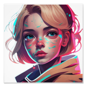 Anime manga pop kunst liefhebbers gezicht personag foto afdruk