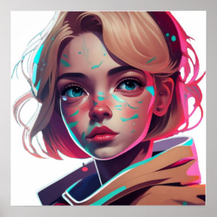 Anime manga pop kunst liefhebbers gezicht personag poster