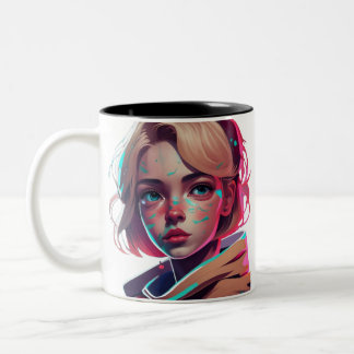 Anime manga pop kunst liefhebbers gezicht personag tweekleurige koffiemok