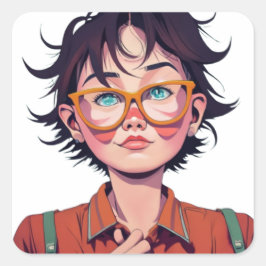 Anime manga pop kunst liefhebbers gezicht personag vierkante sticker