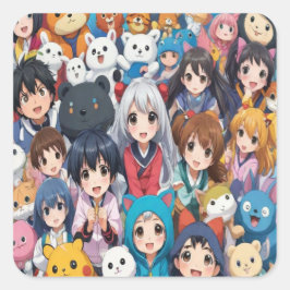 Anime manga pop kunst liefhebbers pop liefhebbers vierkante sticker