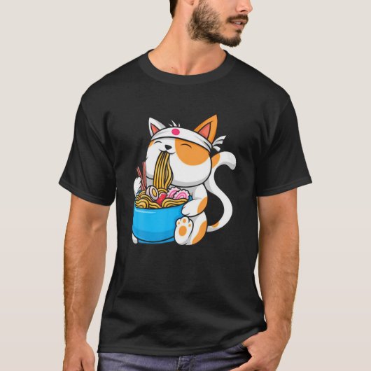 Anime Manga Ramen Cat Anime T-shirt Japans (Voorkant)
