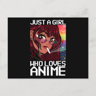 Anime Manga rookte Cigarett Gewoon een meisje Briefkaart