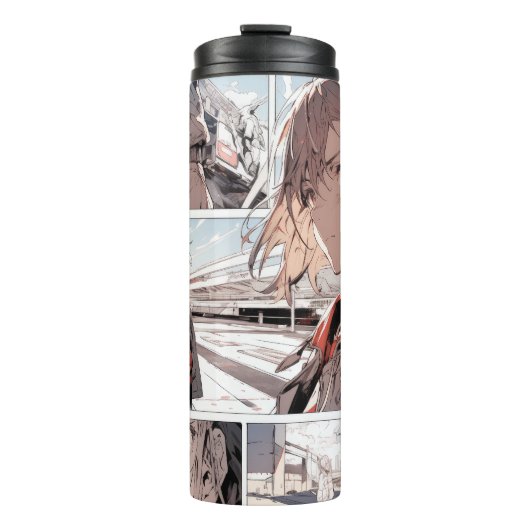 Anime Manga Strip Stijl Bekertube Thermosbeker (Voorkant)