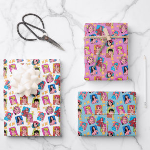 Anime Manga Tekens Patroon Inpakpapier Vel