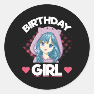 Anime Manga Verjaardag Meisje Verjaardag Ronde Sticker