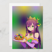 Anime Mardi Gras King cake Feestdagenkaart (Voorkant / Achterkant)