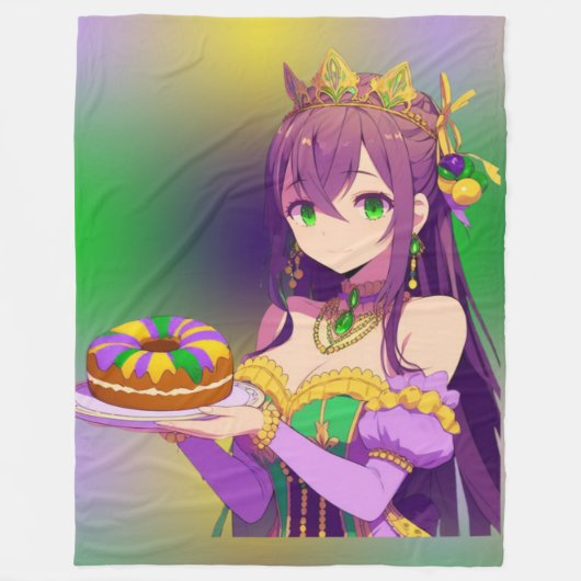 Anime Mardi Gras King cake Fleece Deken (Voorkant)
