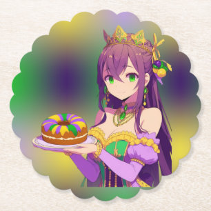 Anime Mardi Gras King cake Kartonnen Onderzetters