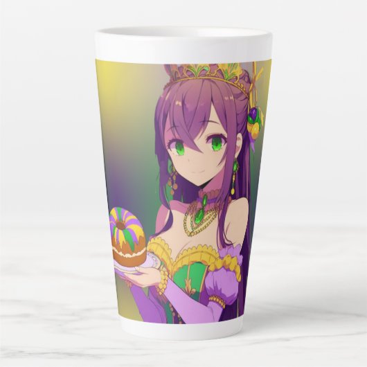 Anime Mardi Gras King cake Latte Mok (Voorkant)