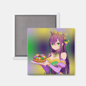 Anime Mardi Gras King cake Magneet (Voorkant / Achterkant)