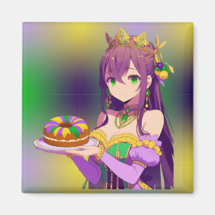 Anime Mardi Gras King cake Magneet