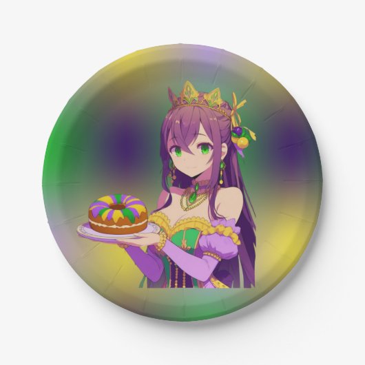 Anime Mardi Gras King cake Papieren Bordje (Voorkant)