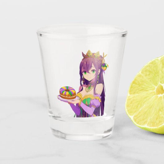 Anime Mardi Gras King cake Shot Glas (Voorkant)