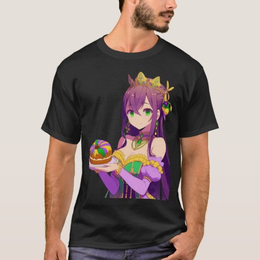 Anime Mardi Gras King cake T-shirt (Voorkant)