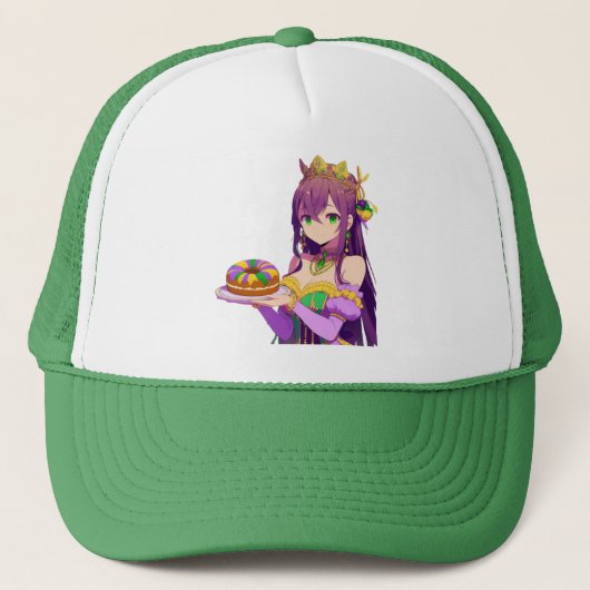 Anime Mardi Gras King cake Trucker Pet (Voorkant)