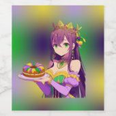 Anime Mardi Gras King cake Wijn Etiket (Enkel label)