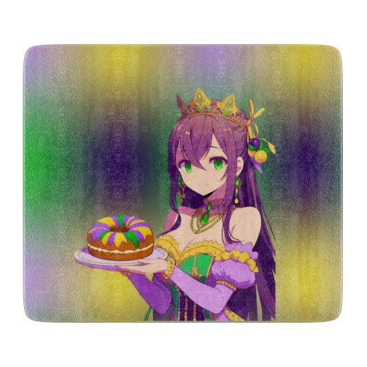 Anime Mardi Gras Koningstaart Snijplank (Voorkant)