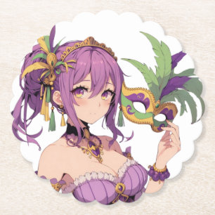 Anime Mardi Gras masker Kartonnen Onderzetters