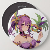 Anime Mardi Gras masker Ronde Button 6,0 Cm (Voorkant /achterkant)