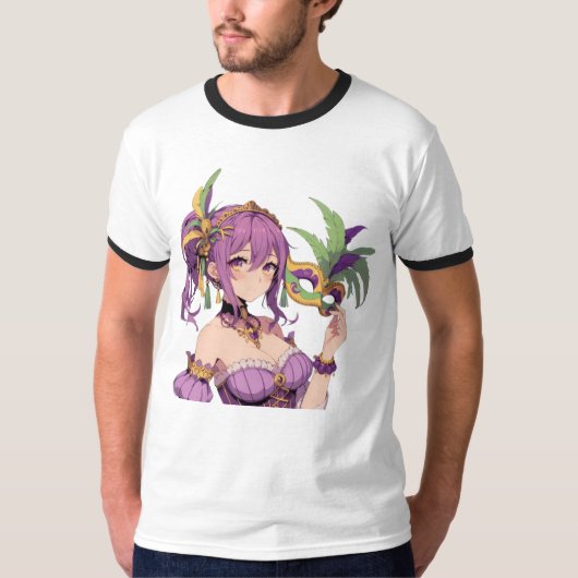 Anime Mardi Gras masker T-shirt (Voorkant)
