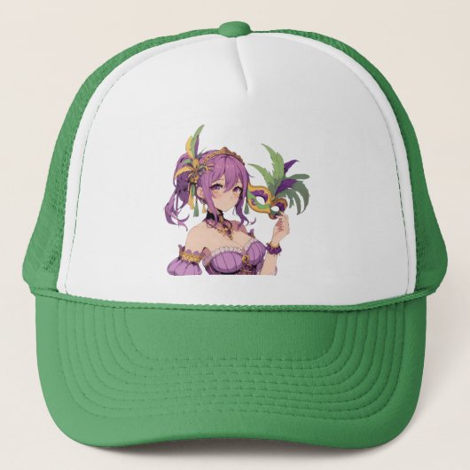Anime Mardi Gras masker Trucker Pet (Voorkant)