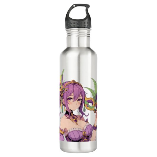 Anime Mardi Gras masker Waterfles (Voorkant)