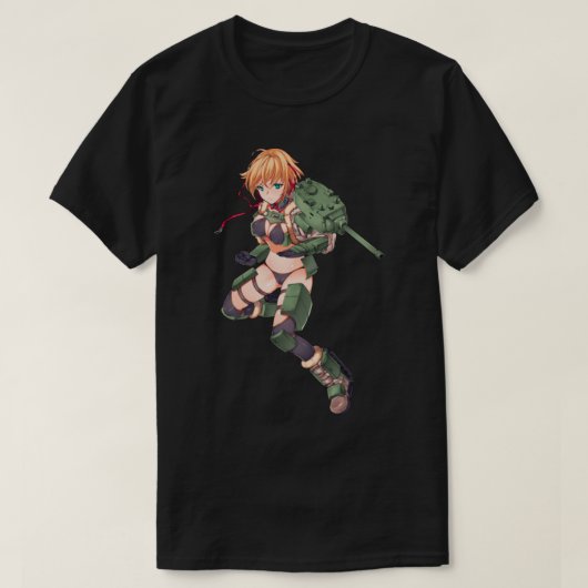 Anime meid met een cool pistool design t-shirt (Design voorkant)