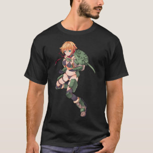 Anime meid met een cool pistool design t-shirt