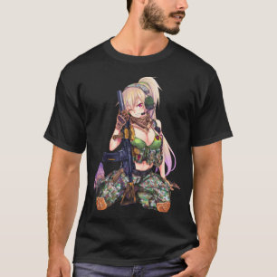 Anime meid met een cool pistool design t-shirt