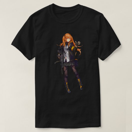 Anime meid met een cool pistool design t-shirt (Design voorkant)