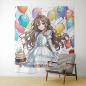 Anime meis verjaardag Tapijt Wandkleed (In situ)